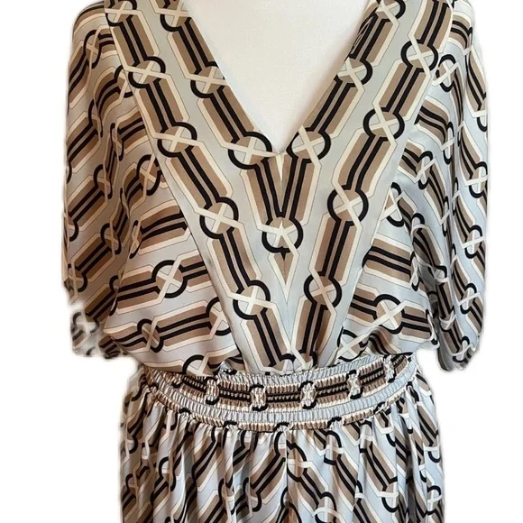 Ann Taylor Dress Size Medium Maxi Dress Blue and Tan - Picture 3 of 7